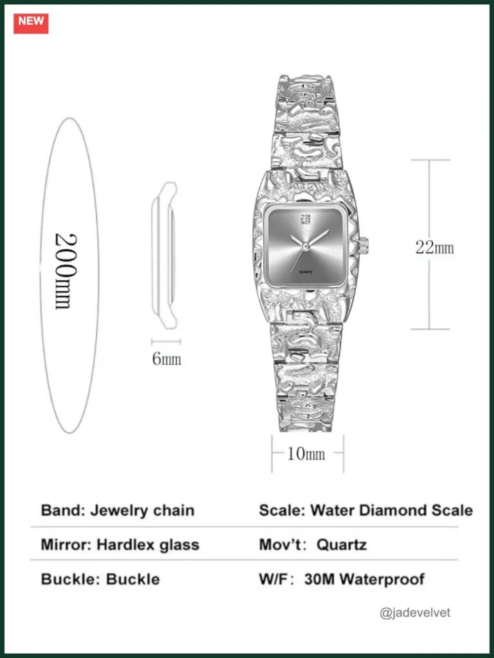 Vintage Women's Gold Bracelet Watch Square Quartz Dress Wristwatch Textured Band